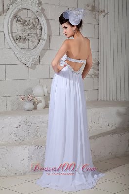 Empire Wedding Dress Brush Train Chiffon Beading