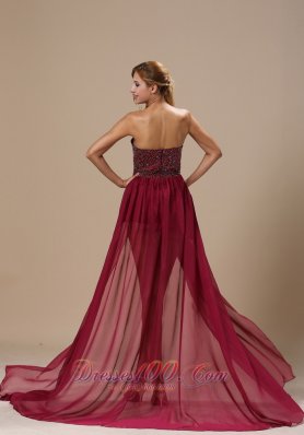 High-low Beaded Burgundy Prom Dress Trends