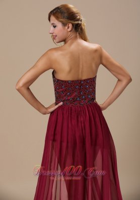 High-low Beaded Burgundy Prom Dress Trends