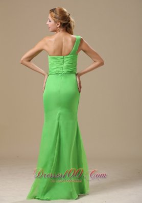 Front Split One Shoulder Spring Green Prom Dress