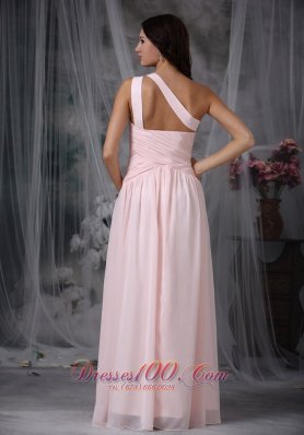 One Shoulder Baby Pink Beading Prom Dress Designers