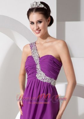 Watteau Train High Slit One Shoulder Prom Evening Gowns