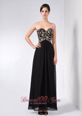 Black Ankle-length Mother Of The Bride Dress Beaded