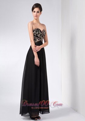 Black Ankle-length Mother Of The Bride Dress Beaded