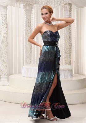 Sequined Colorful Homecoming Evening Dress Beadwork Waistband