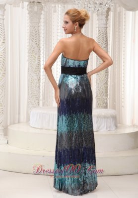 Sequined Colorful Homecoming Evening Dress Beadwork Waistband