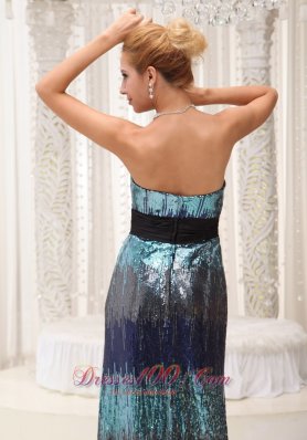 Sequined Colorful Homecoming Evening Dress Beadwork Waistband