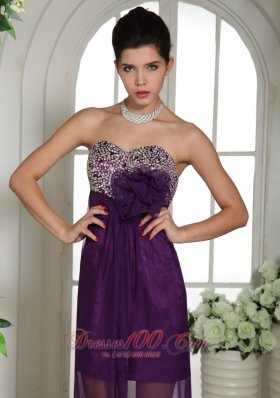 Beaded Eggplant Purple Hi-lo Prom Dress Appliques