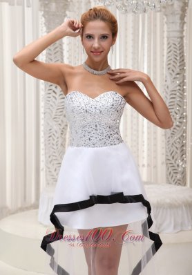 White Sweetheart Beaded High-low Prom Dress Layered