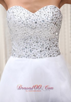 White Sweetheart Beaded High-low Prom Dress Layered