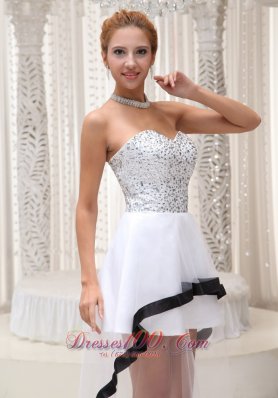 White Sweetheart Beaded High-low Prom Dress Layered