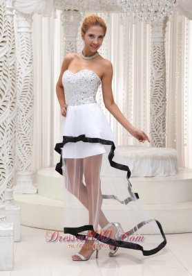 White Sweetheart Beaded High-low Prom Dress Layered