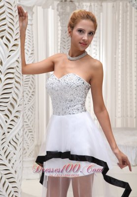 White Sweetheart Beaded High-low Prom Dress Layered