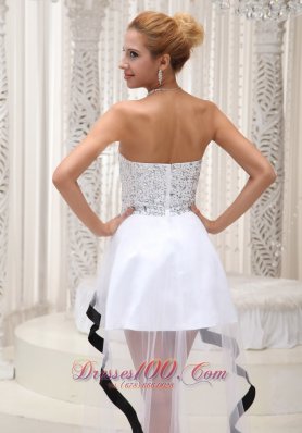 White Sweetheart Beaded High-low Prom Dress Layered