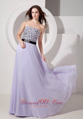 Custom Beading Lilac Empire Chiffon Evening Dress