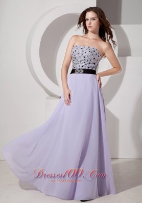 Custom Beading Lilac Empire Chiffon Evening Dress