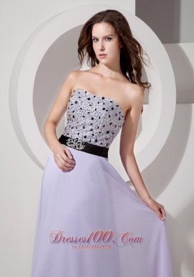 Custom Beading Lilac Empire Chiffon Evening Dress