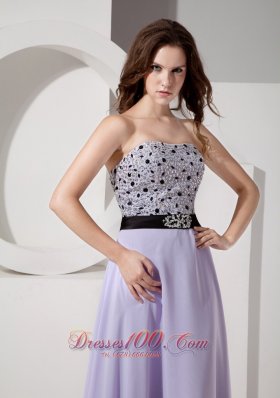 Custom Beading Lilac Empire Chiffon Evening Dress