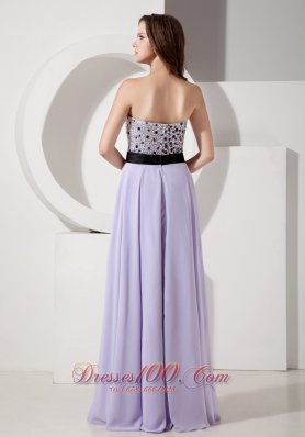 Custom Beading Lilac Empire Chiffon Evening Dress