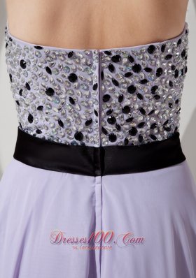 Custom Beading Lilac Empire Chiffon Evening Dress