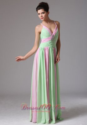 Multi-color Ruched Spagetti Straps Prom Dress