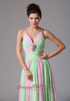 Multi-color Ruched Spagetti Straps Prom Dress