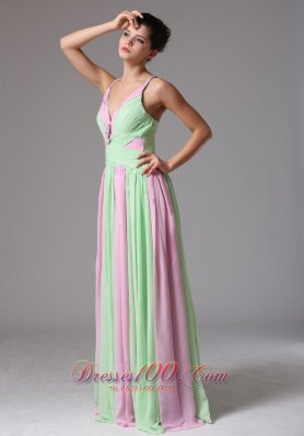 Multi-color Ruched Spagetti Straps Prom Dress