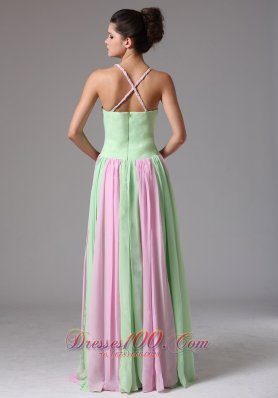 Multi-color Ruched Spagetti Straps Prom Dress