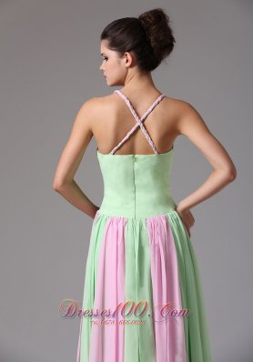 Multi-color Ruched Spagetti Straps Prom Dress