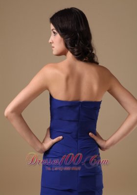 Mermaid Ruffled Front Split Blue Brush Prom Dress