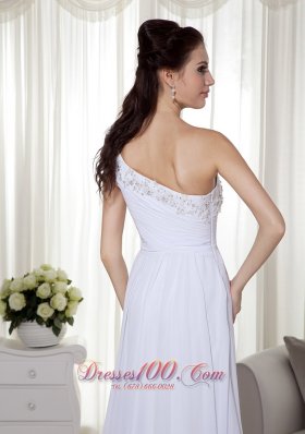 Beading Brush White Holiday Dress with One Shoulder