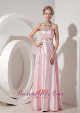 Beading Baby Pink Empire Strapless Evening Dress