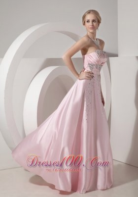 Beading Baby Pink Empire Strapless Evening Dress