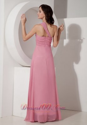 Pink One Shoulder Prom Dress with Beadings