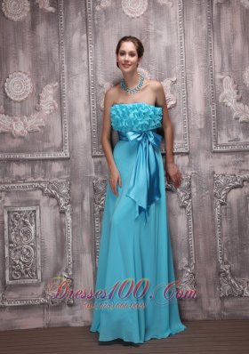 Layered Bodice Bowknot Aqua Evening Dress Brush