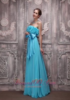 Layered Bodice Bowknot Aqua Evening Dress Brush