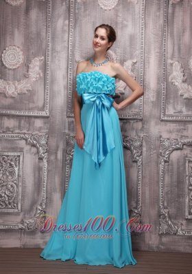 Layered Bodice Bowknot Aqua Evening Dress Brush