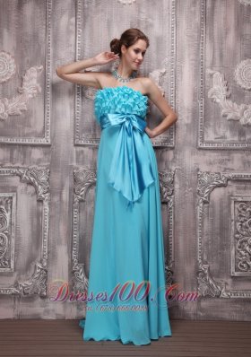 Layered Bodice Bowknot Aqua Evening Dress Brush