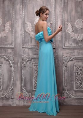 Layered Bodice Bowknot Aqua Evening Dress Brush