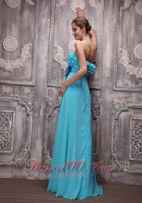 Layered Bodice Bowknot Aqua Evening Dress Brush