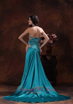 Side Cut High Slit Halter Turquoise Prom Dress