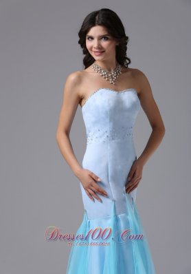 Mermaid Evening Dress Beading Light Blue 2013