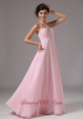 Halter Baby Pink Beaded Prom Dress 2013