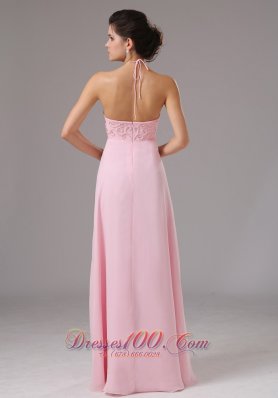 Halter Baby Pink Beaded Prom Dress 2013