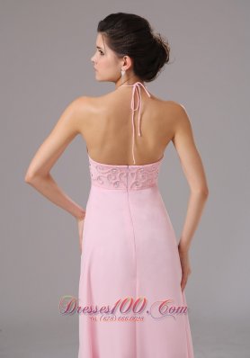 Halter Baby Pink Beaded Prom Dress 2013