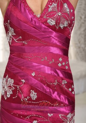 Burgundy Chapel Train Train Prom Celebrity Dress Embroidery