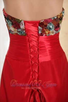 Bow Red Court Train Evening Dress Beaded