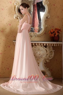 Straps Graduation Dress Court Train Baby Pink