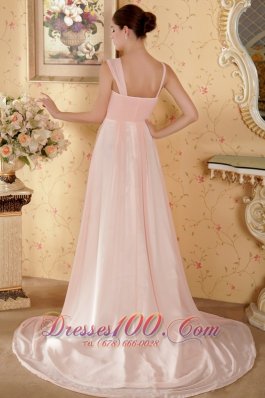 Straps Graduation Dress Court Train Baby Pink