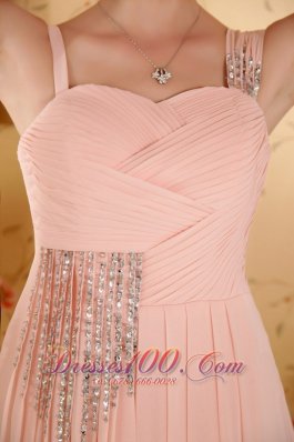 Straps Graduation Dress Court Train Baby Pink